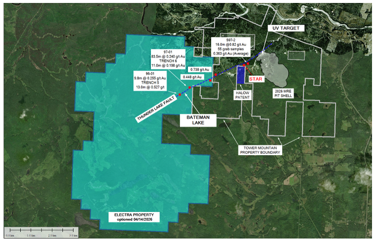 Thunder Gold Identifies New Gold Discovery At Tower Mountain Property, Shebandowan Greenstone Belt, Ontario.